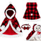 Christmas Cat Dog Costume Red Black Buffalo Plaid Pet Santa Cape with Xmas Hat Cat Collars with Bell and Bowtie Cat Cloak Pet Costume for Party Cosplay Christmas Pet Dress up (Medium)